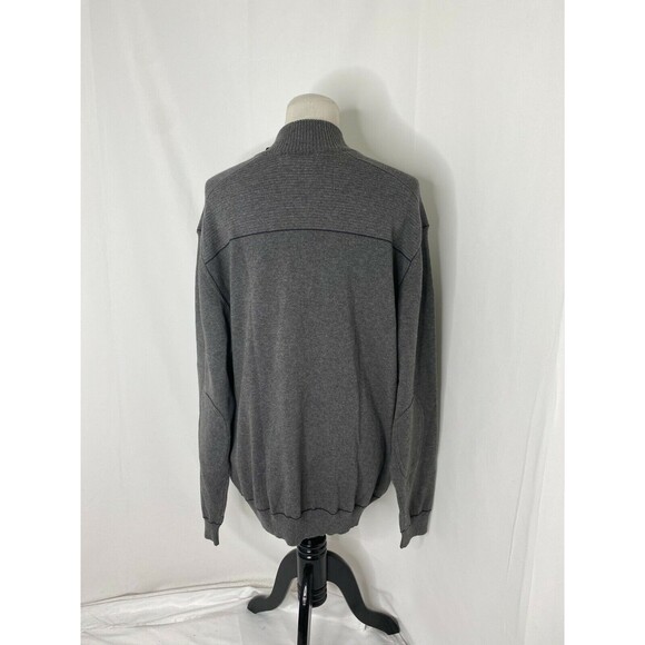 Men's Large Sweater Remington Grey Cutter & Buck Half Zip Ribbed Knit - Picture 4 of 12